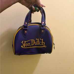 Von Dutch Mini Bag in Purple with Yellow Accents